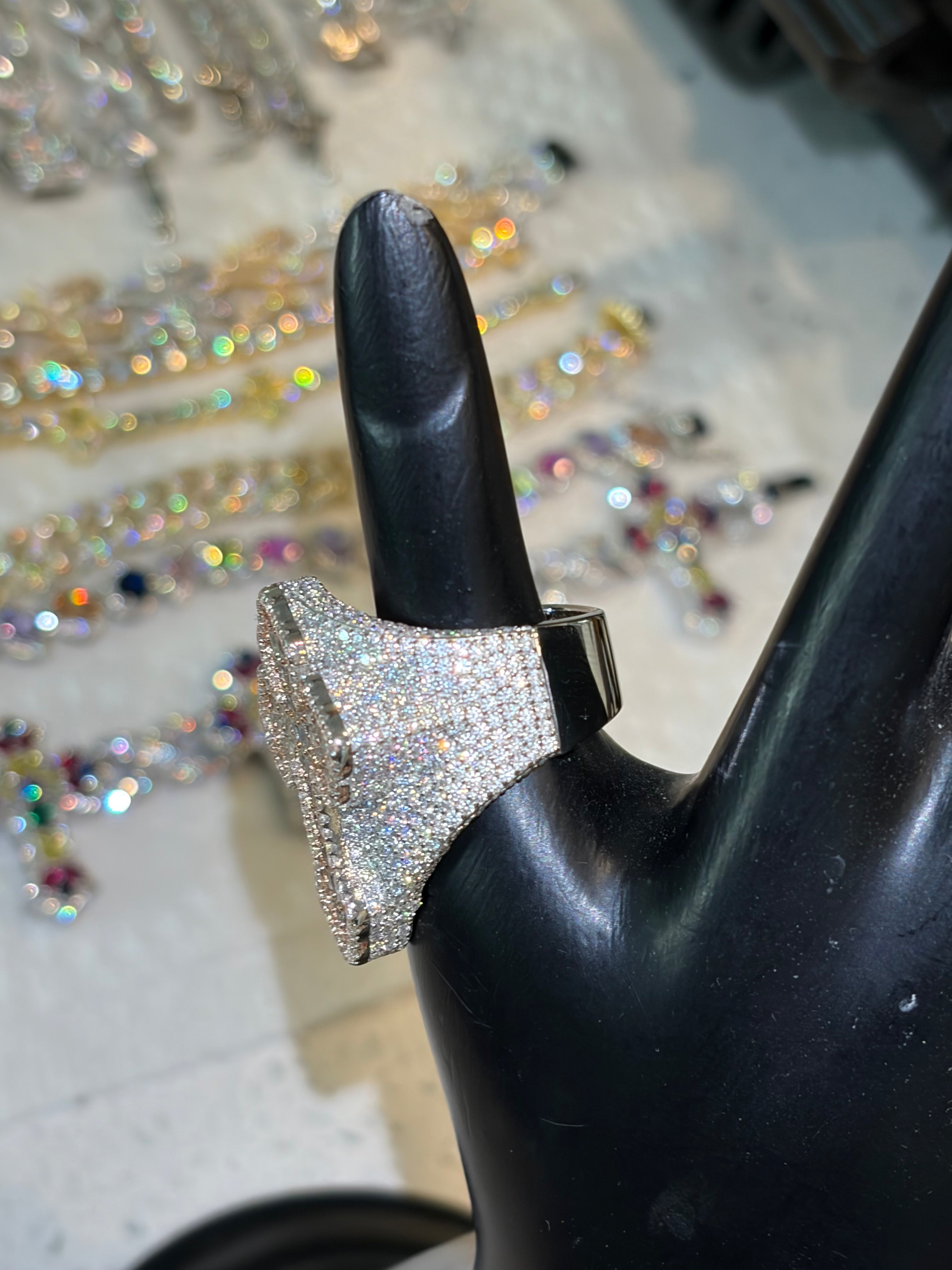 Two tone Baguette Cross Statement Ring