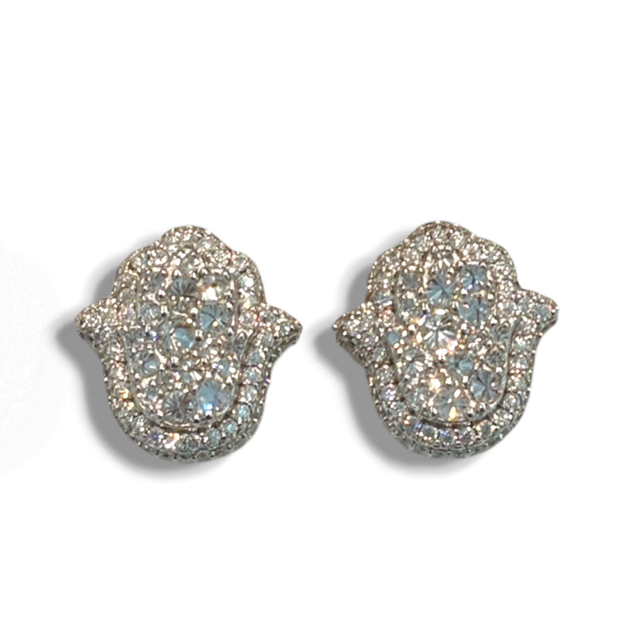 Iced Hamsa Stud Earrings