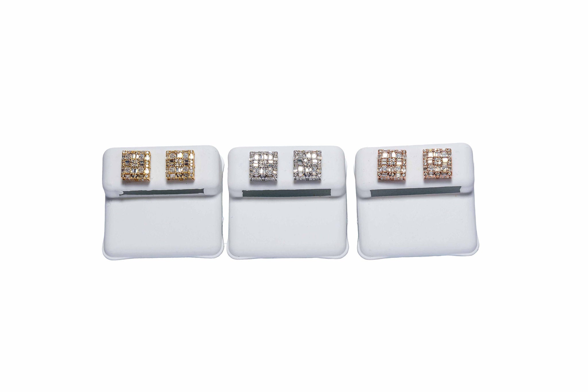 Baguette Grid Stud Earrings