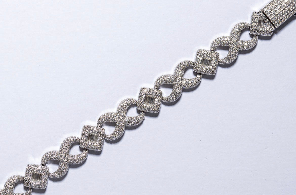 Fancy cut infinity link VVS1 moissanite bracelet