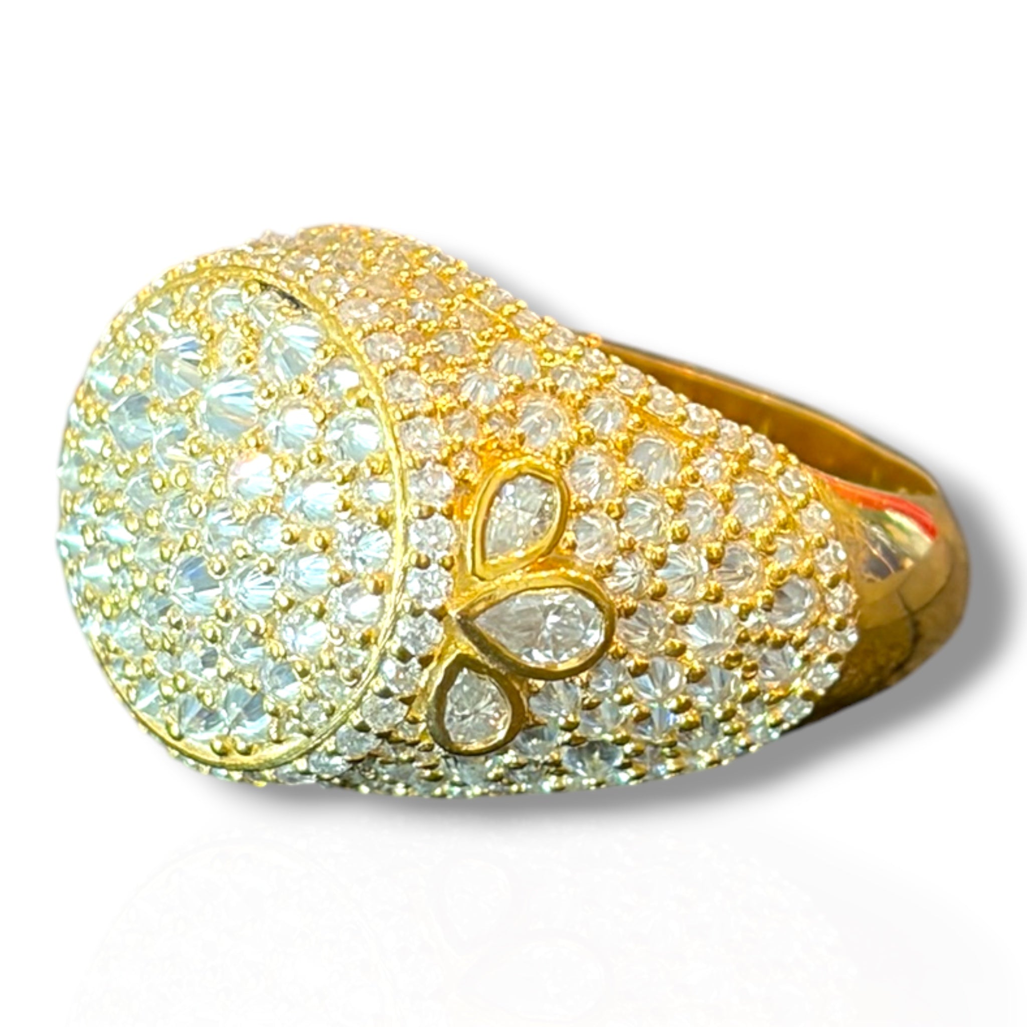 Gold Inverted with Pear Cut Ring