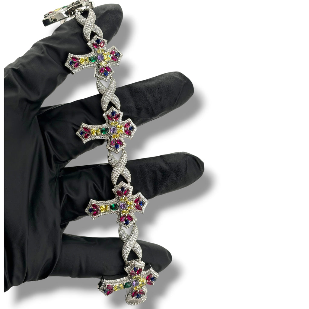 Royal Trinity Iced Cross Bracelet